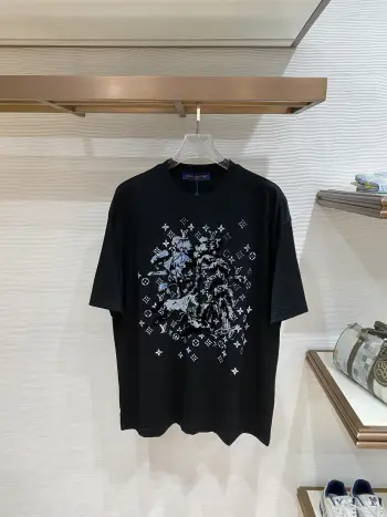 Spring and summer new round neck short sleeve T-shirt Replica Louis Vuitton Tshirts and Polos