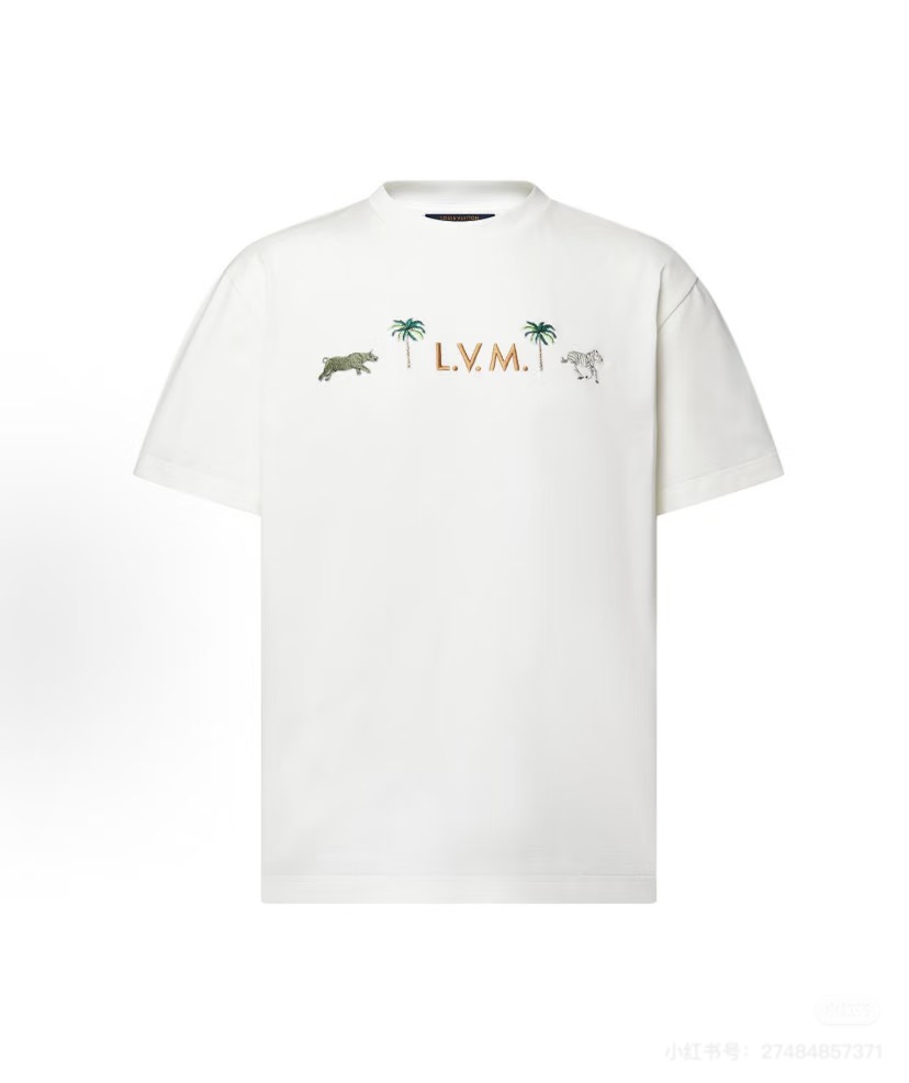 <p> 驴牌动物刺绣短袖T恤.男女同款 LV2026春夏系列动物刺绣短袖T恤 高品质纯棉材质 柔软舒适 日常穿着超友好!正面手工刺绣 动物+棕榈树+