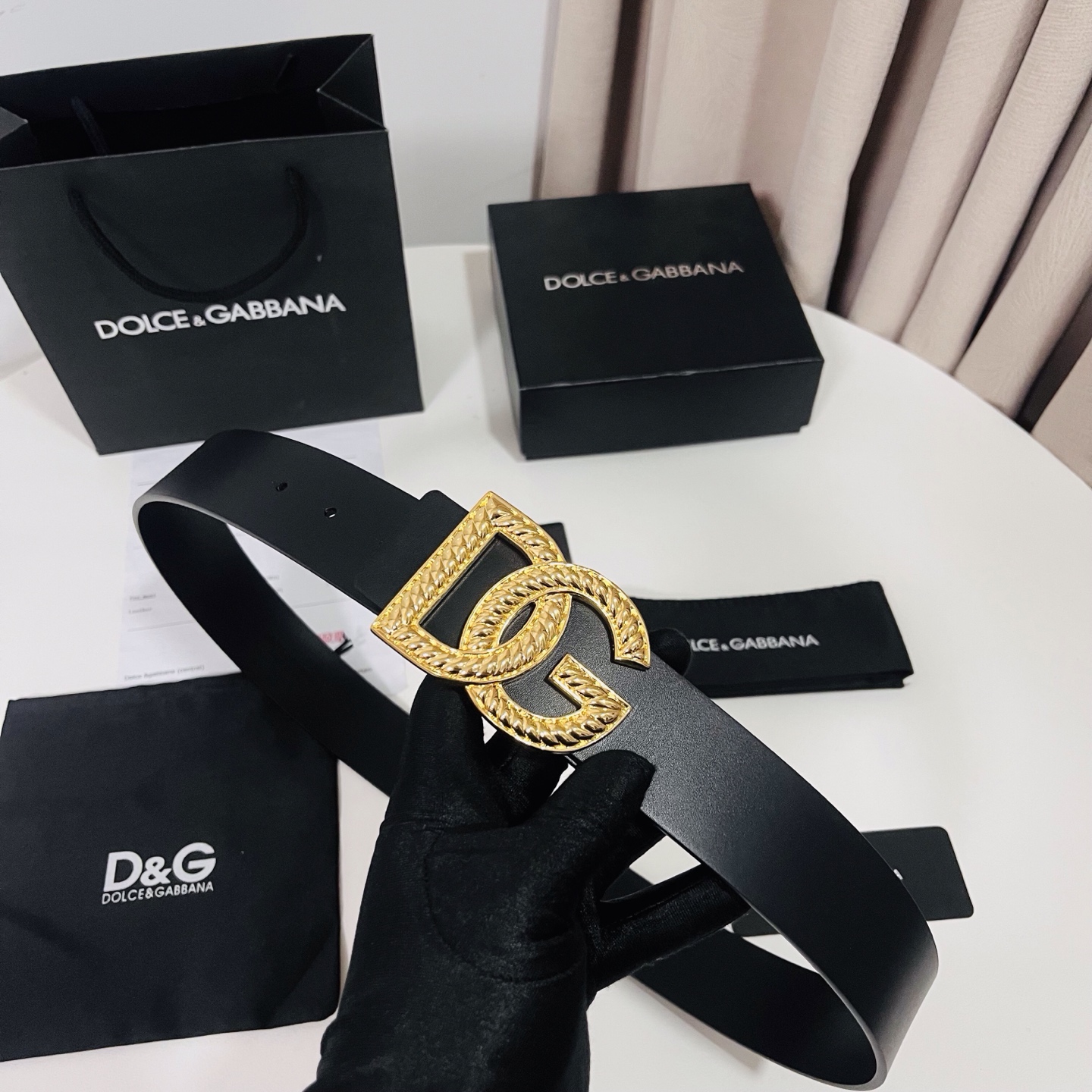 Dolce Gabbana 新款 金色电镀金属徽标搭扣 搭扣下方设有点扣  无镍搭扣与配件  意大利制造 4.0cm