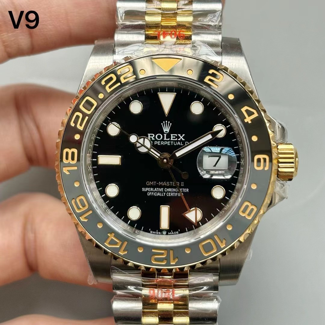 太阳出品出品 V9厂 劳力士 ROLEX YS 格林尼治系列 全新升级3285一体机芯 钢带侧面不漏白 V9厂同步原装  实现原装配件互换效果 V9厂圈口采用市面最高品质C圈同工厂圈口 圈口升级到对版 太阳出品精致推荐男士多功能机械腕表