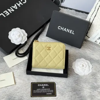 AP3999 Seven-character Short Zipper Bag Imported Lambskin Wallet Wallet Replica Chanel wallets