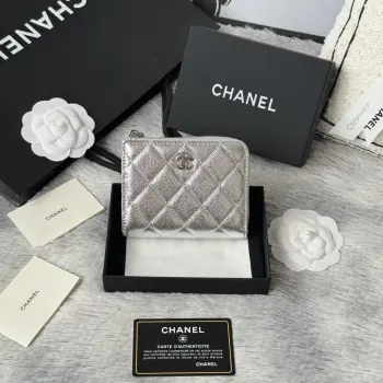 AP3999 Seven-character Short Zipper Bag Imported Lambskin Wallet Wallet Replica Chanel wallets
