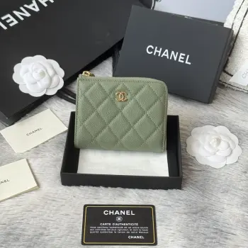 AP3999 Seven-character Short Zipper Bag Imported Lambskin Wallet Wallet Replica Chanel wallets