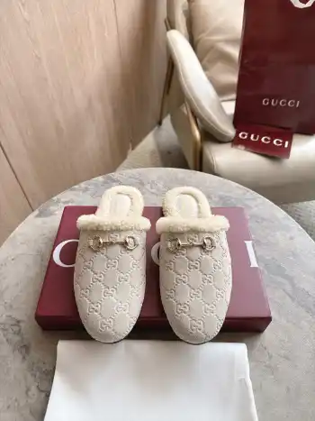 Suede and merino wool lined slippers for women Replica Gucci Womens Sandals and Slides